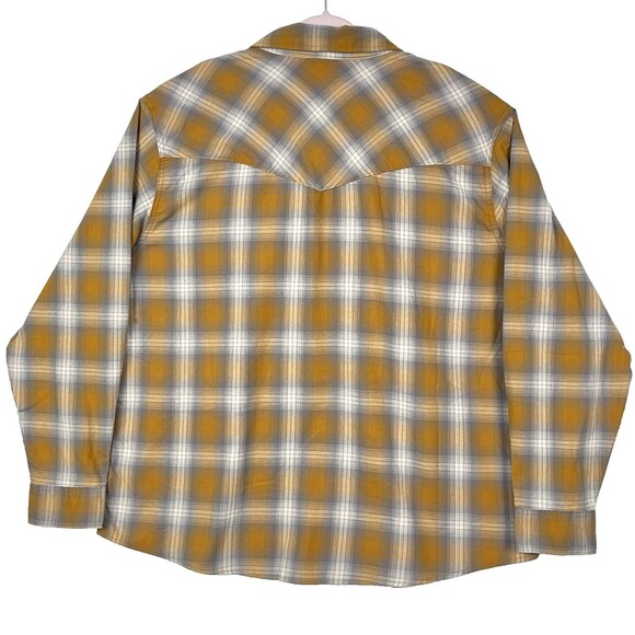 Wrangler Plaid Shirt Men’s 2XL Orange Gray Flap Pockets snap Lightweight Flannel - Picture 3 of 13